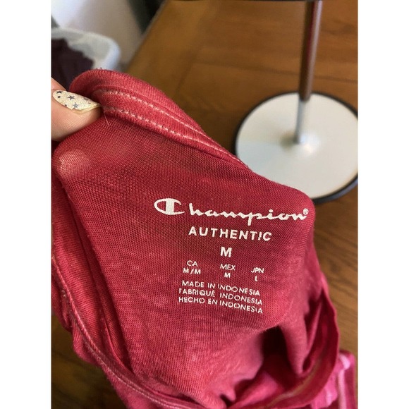 Womens Champion Authentic Red Burnout Logo V Neck T Shirt Sz Med EUC - Picture 3 of 9